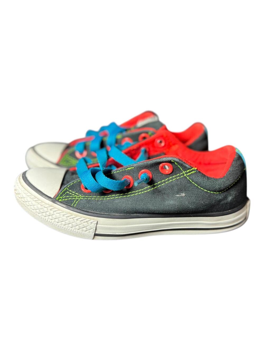 Converse Kids Low Top Sneakers Black Red Blue Lace-Up Youth Shoes
